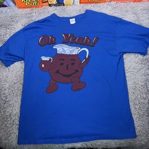 Yazbek Adult Shirt XXL Blue Red Kool-Aid Man Oh Yeah Crewneck Pullover Mens